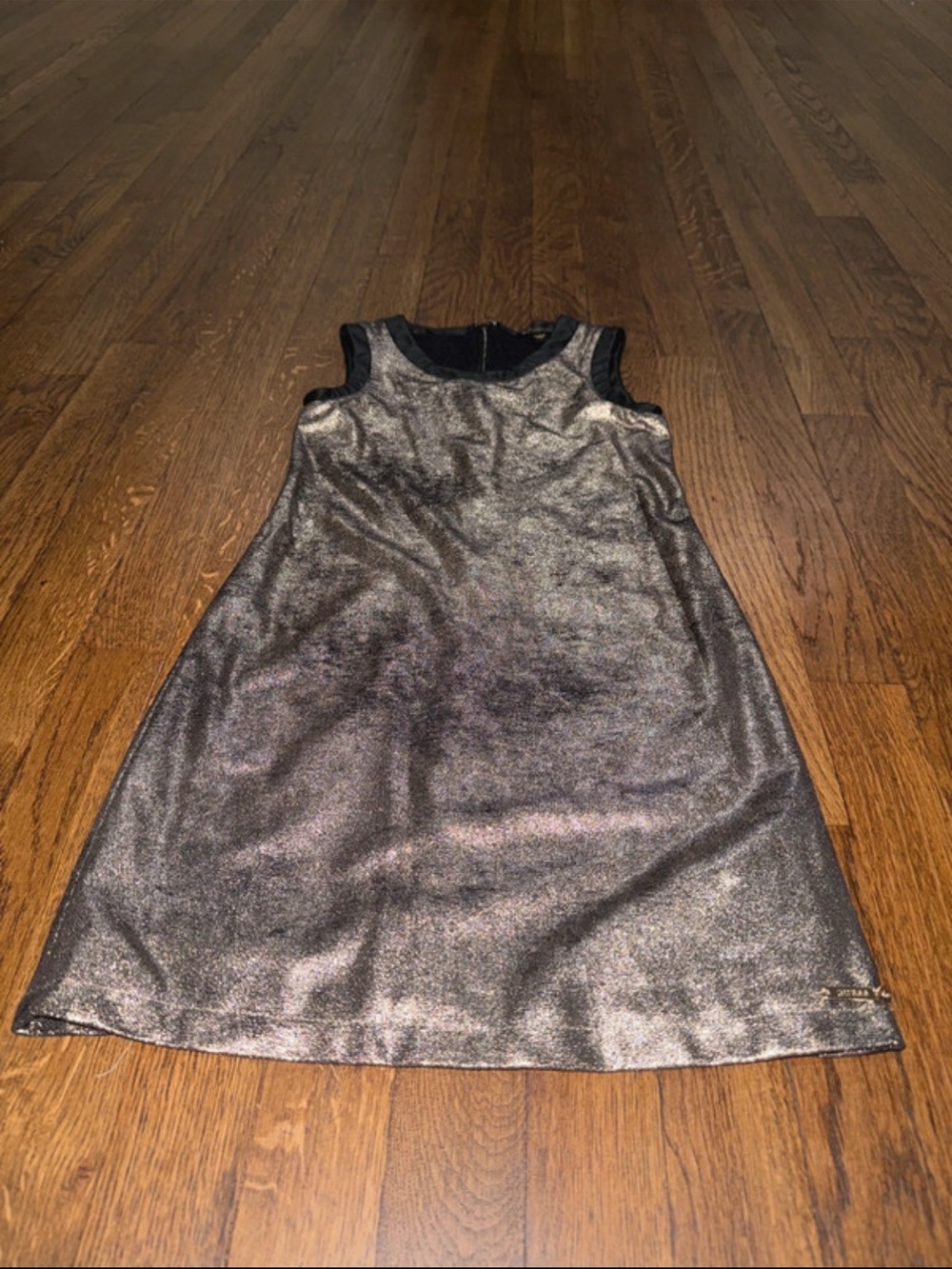 Guess Metallic Silver Sleeveless A-Line Dress